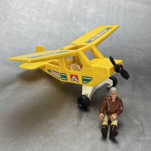 Vintage 1976 Fisher Price Adventure People 307 Ranger Plane & Brad Figure Lot